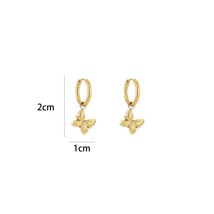 Creolen met Vlinder - Goudkleurige Stainless Steel Oorbellen