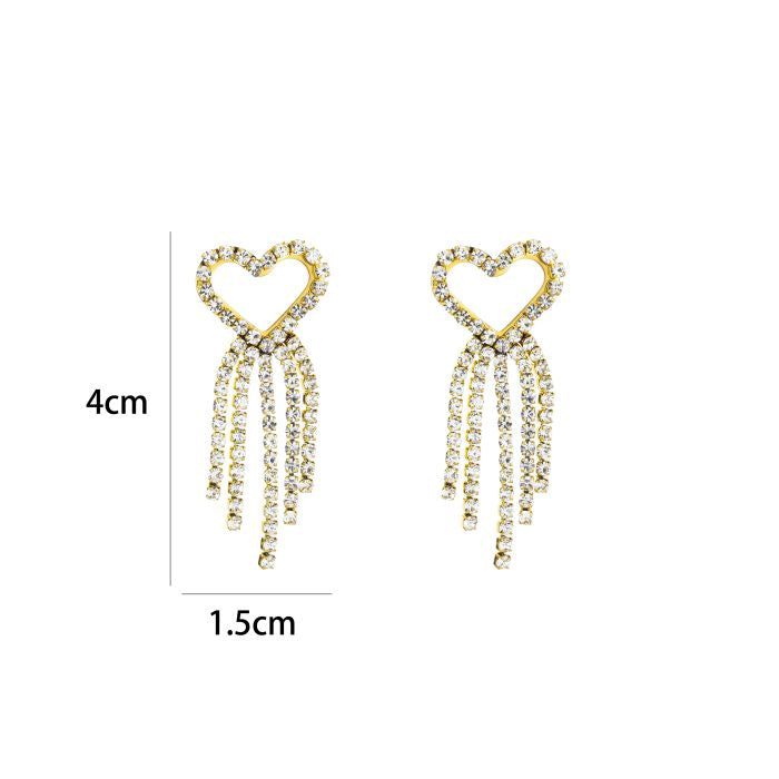 Luxe Hartvormige Strass Oorbellen - Goudkleurige Stainless Steel Oorbellen