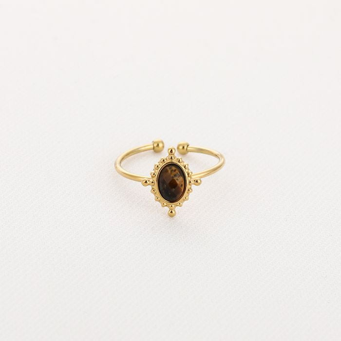 Tigers Eye Ring - Goudkleurige Stainless Steel Ringen