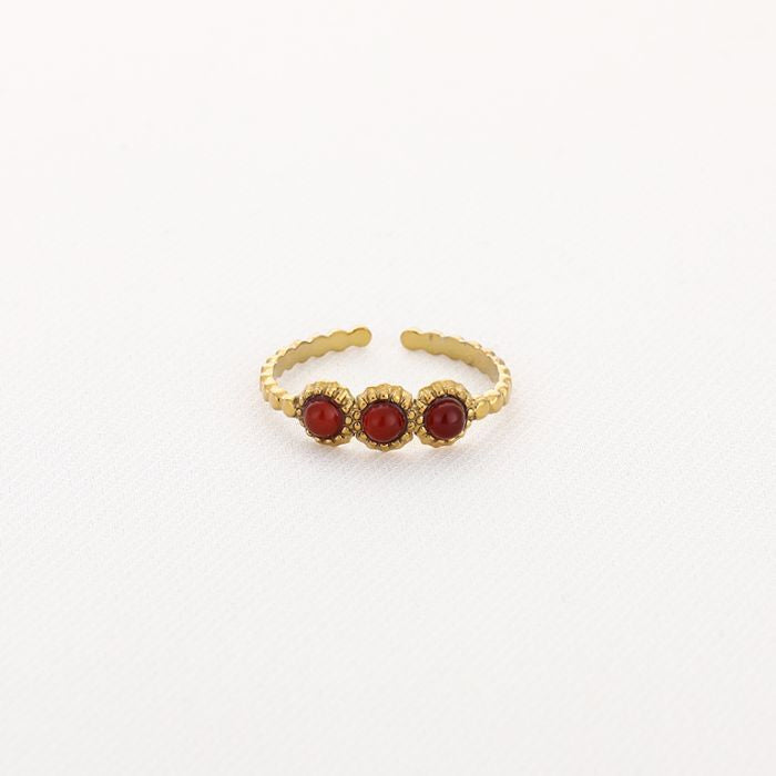 Ring Rode Agaat - Goudkleurige Stainless Steel Ringen