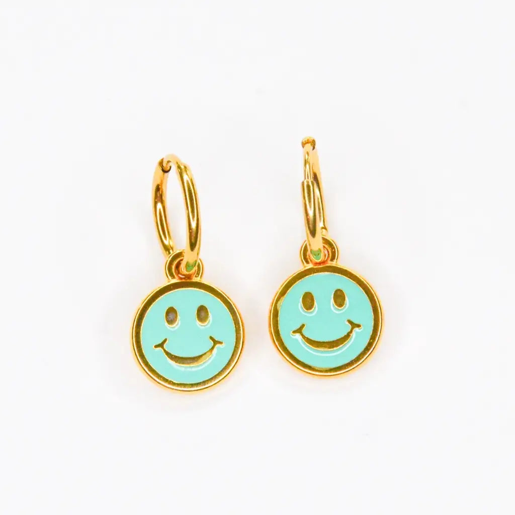 Bedel Oorbellen 'Minty Smiley' – Goudkleurige Stainless Steel Oorbellen