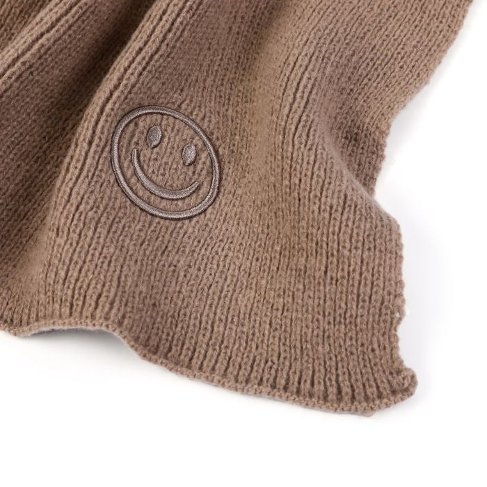 Khaki Sjaal met Smiley – Warme Dames Winter Sjaal