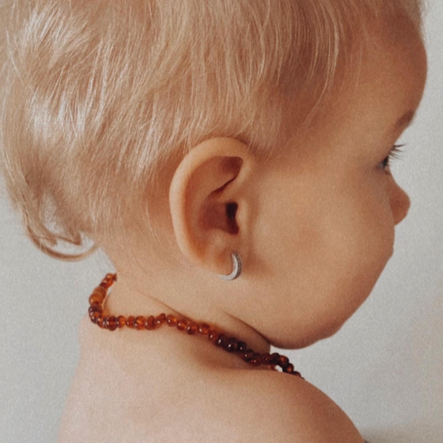 Barnsteenketting cognac glans 32 cm (Baby ketting)