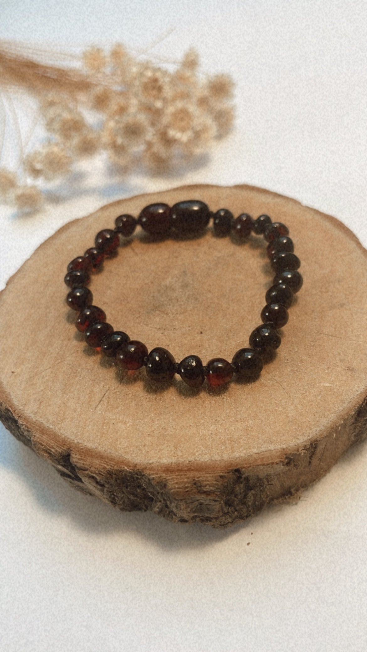 Barnsteenarmband kers glans