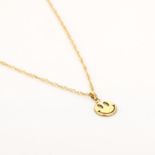 Smiley Necklace – Goudkleurige Stainless Steel Ketting