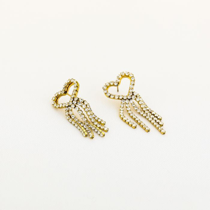 Luxe Hartvormige Strass Oorbellen - Goudkleurige Stainless Steel Oorbellen