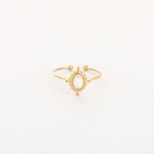 Ring Ovaal White - Goudkleurige Stainless Steel Ringen