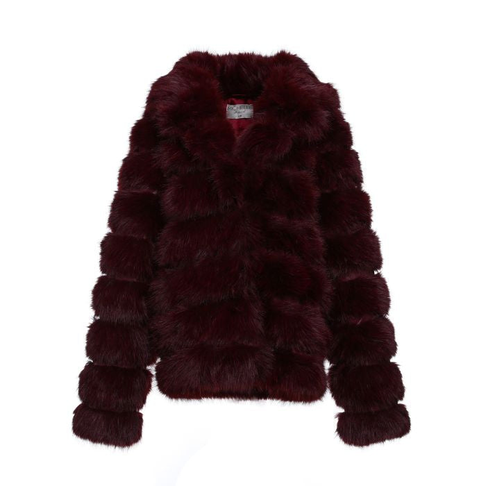 Faux Fur Jas Dames – BORDEAUX – Luxe Kunstbont Winterjas