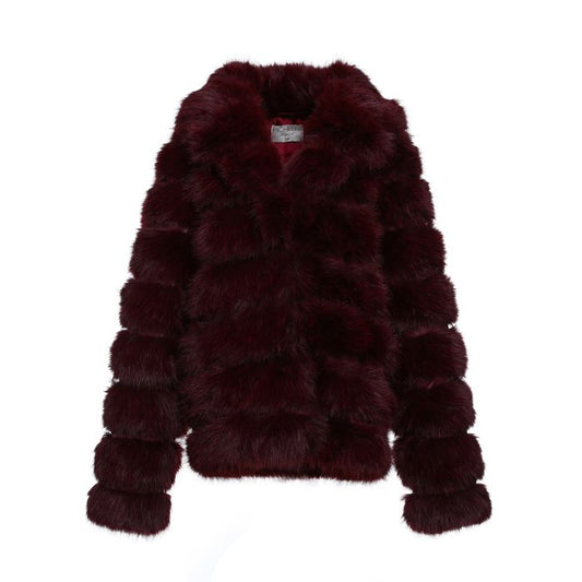 Faux Fur Jas Dames – BORDEAUX – Luxe Kunstbont Winterjas