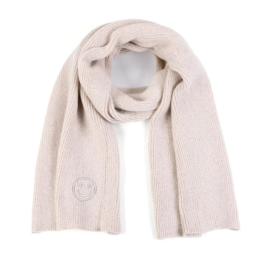 Beige Sjaal met Smiley – Warme Dames Winter Sjaal