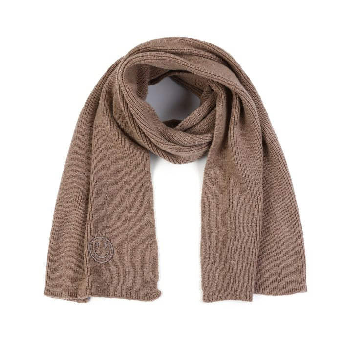 Khaki Sjaal met Smiley – Warme Dames Winter Sjaal